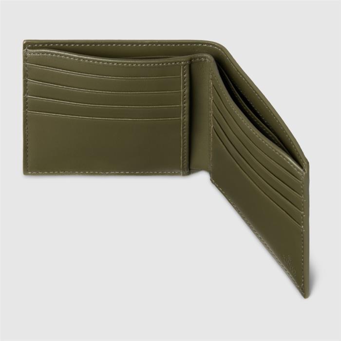 GUCCI GG Canvas Bifold Wallet Brown Leather Trim Men's