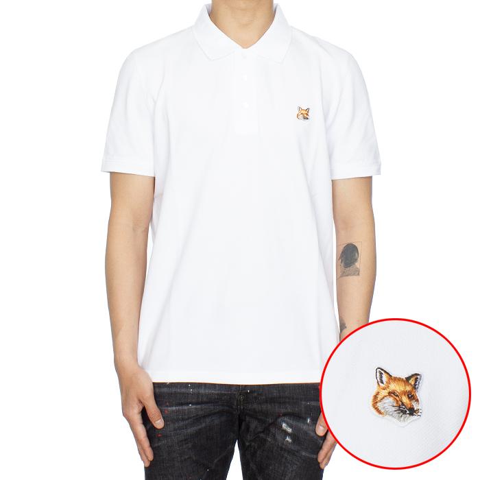 Maison Kitsune Fox Head Patch Regular Collar T-Shirt White
