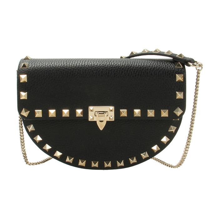 VALENTINO Mini Rockstud Leather Crossbody Bag Black 6W2P0AG8 VSH 0NO