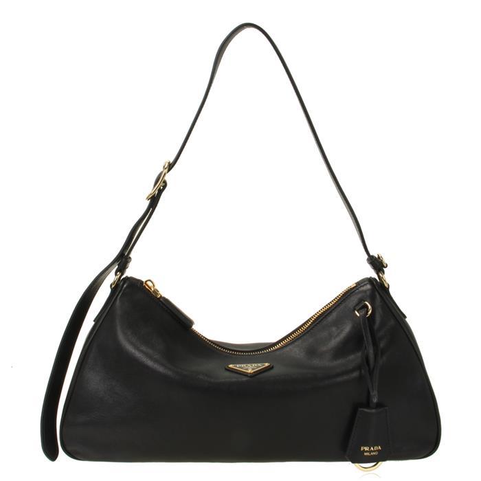 PRADA Black Nappa Leather Amy Large Shoulder Bag