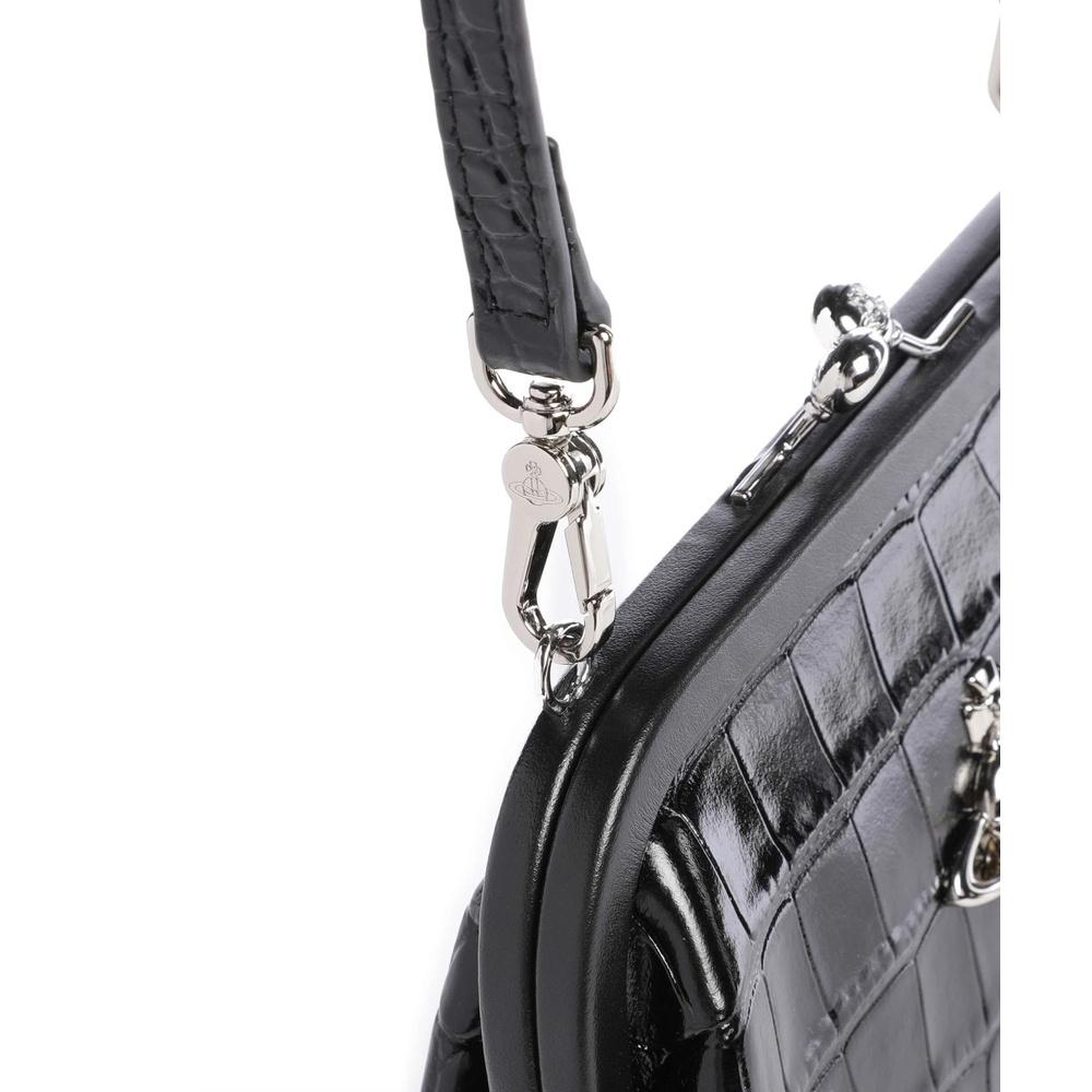 Vivienne Westwood Black Leather Vivian Clutch Shoulder Bag