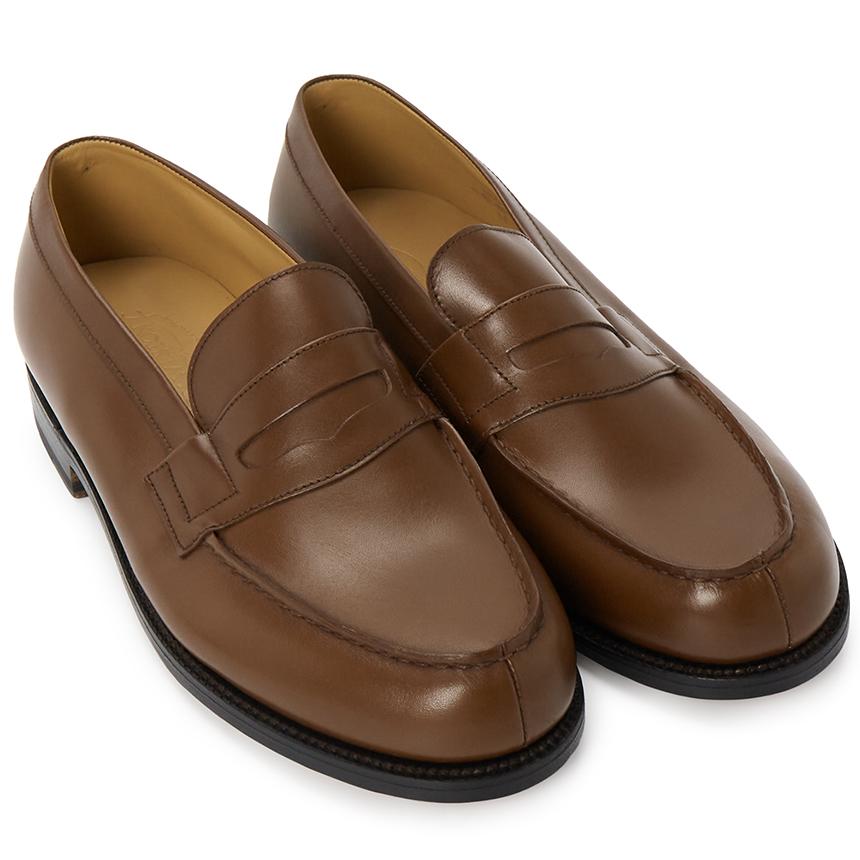 J.M. WESTON Men’s E Width Tan Leather Loafers