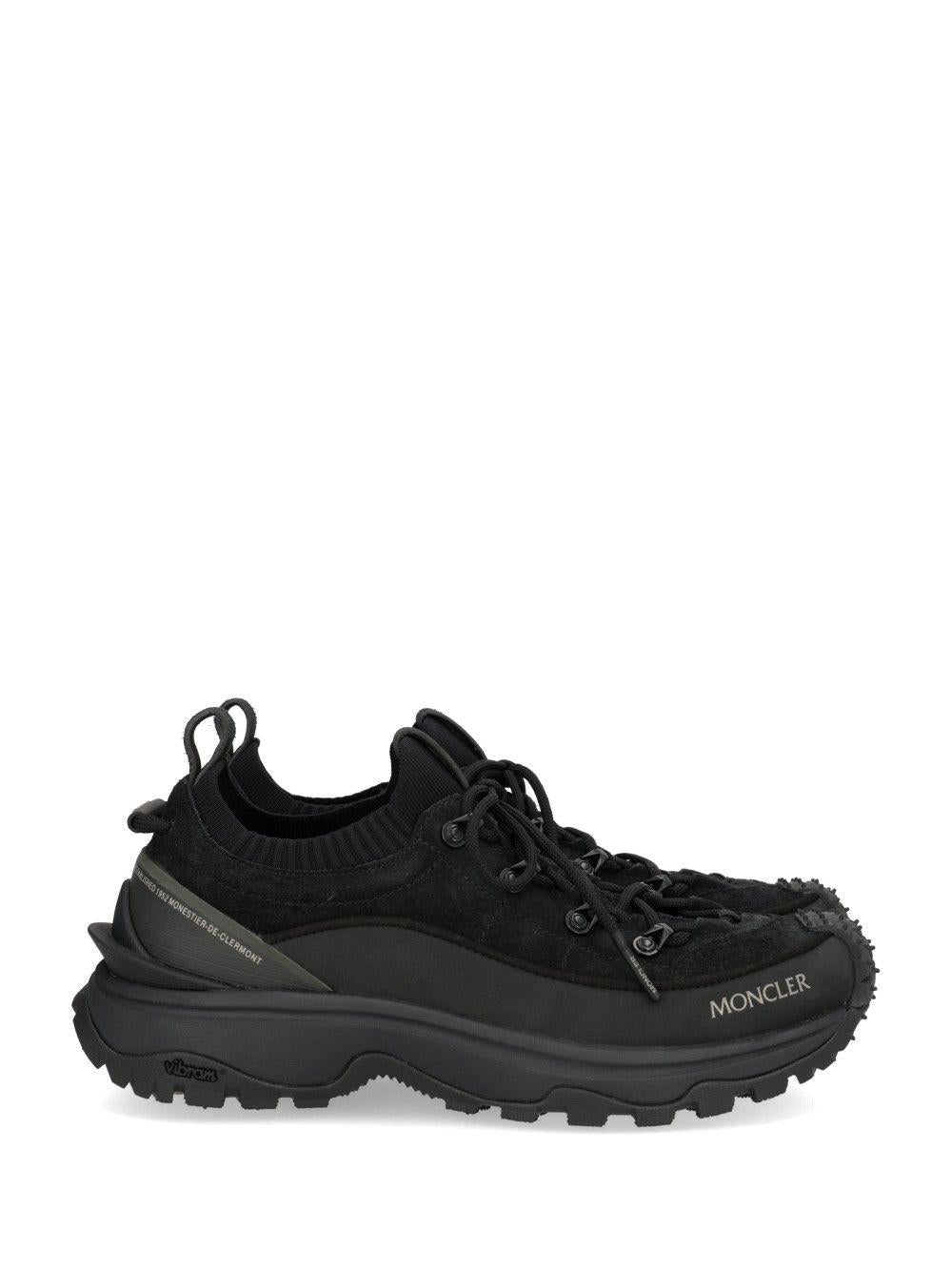 Moncler Black Leather Low-Top Sneakers for Men