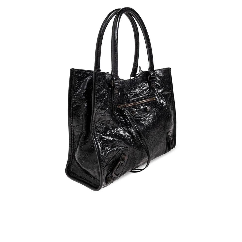 BALENCIAGA Le Cagole City Mini Tote Bag Black Leather