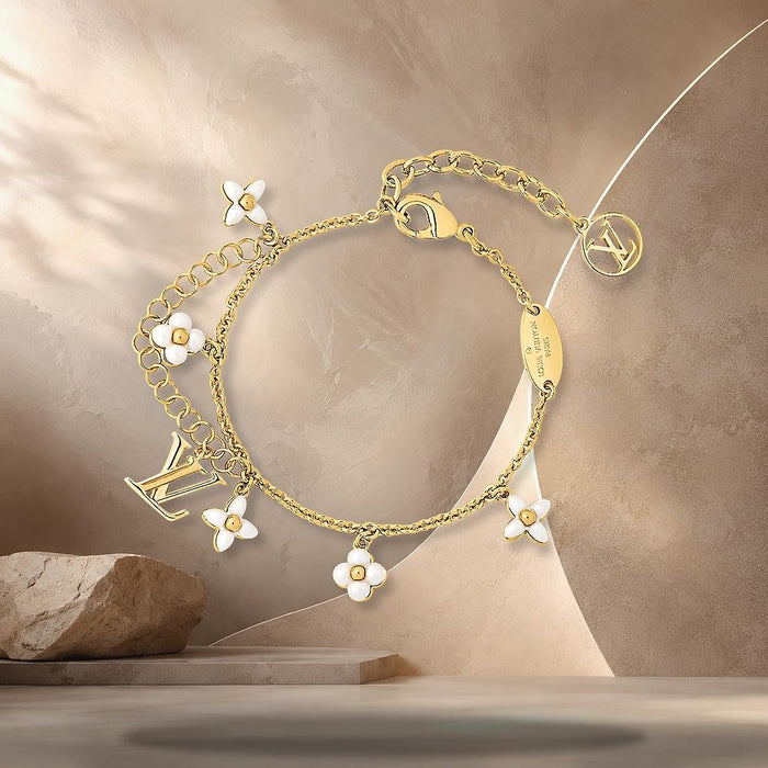 Louis Vuitton LV Floragram Bracelet Gold-Tone Metal Adjustable