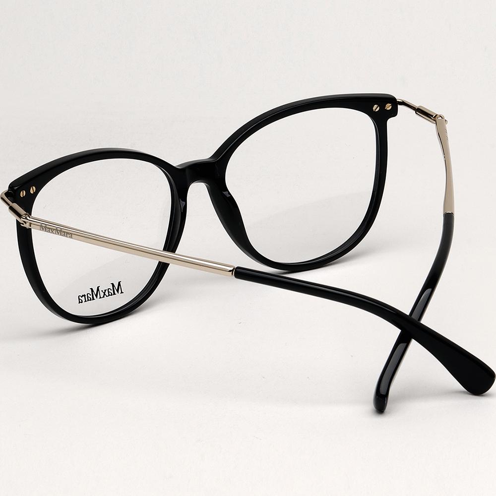 Max Mara Round Black Acetate Unisex Eyeglass Frames MM5050 001