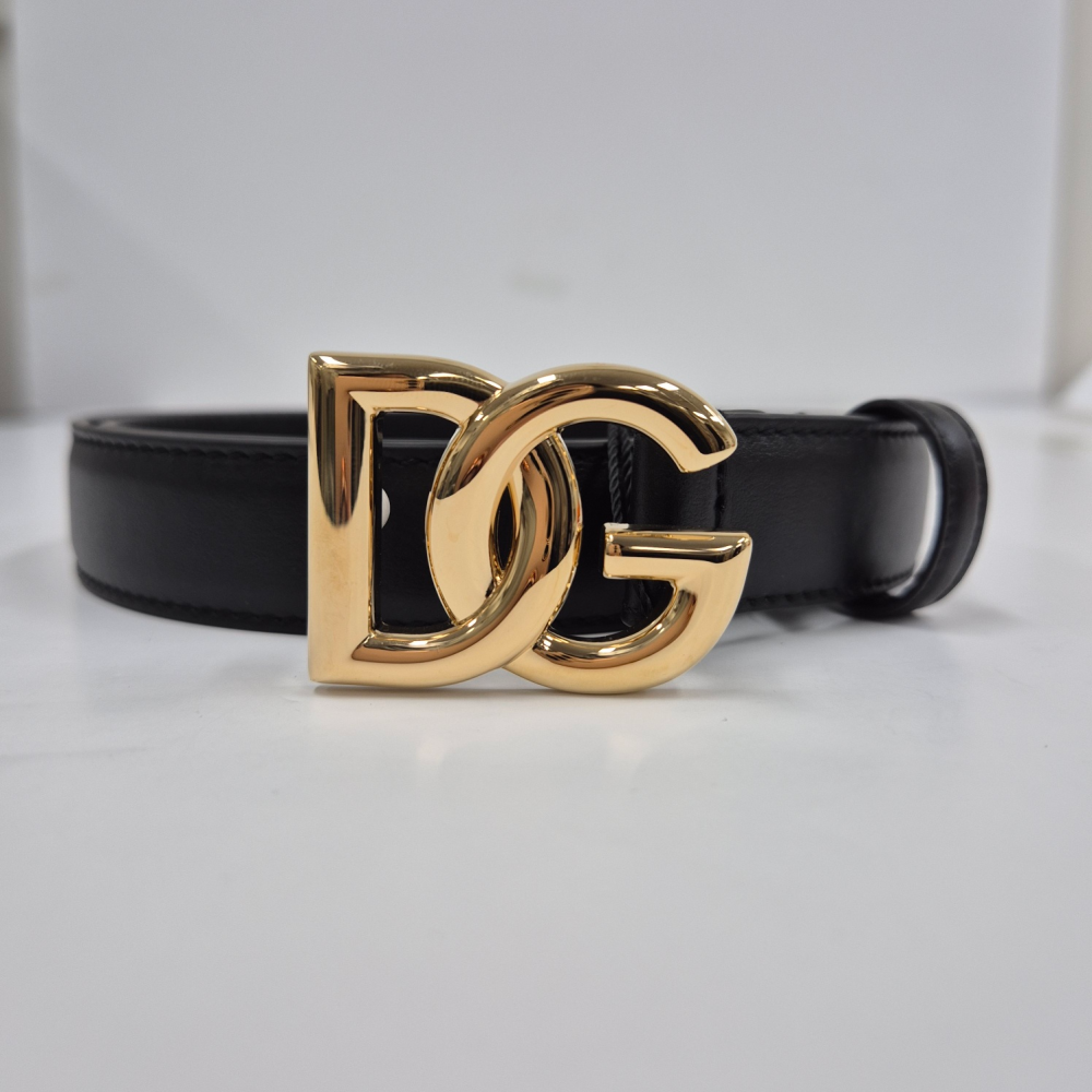 Dolce&Gabbana DG Logo Women’s Belt Gold/Silver-Tone Leather Belt