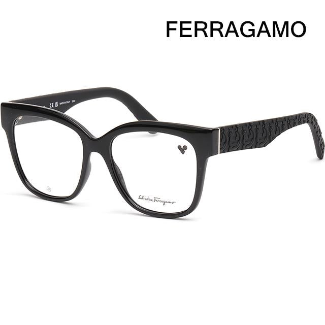 Ferragamo Black Logo Pattern Eyeglass Frames Unisex Accessories SF2956E 001
