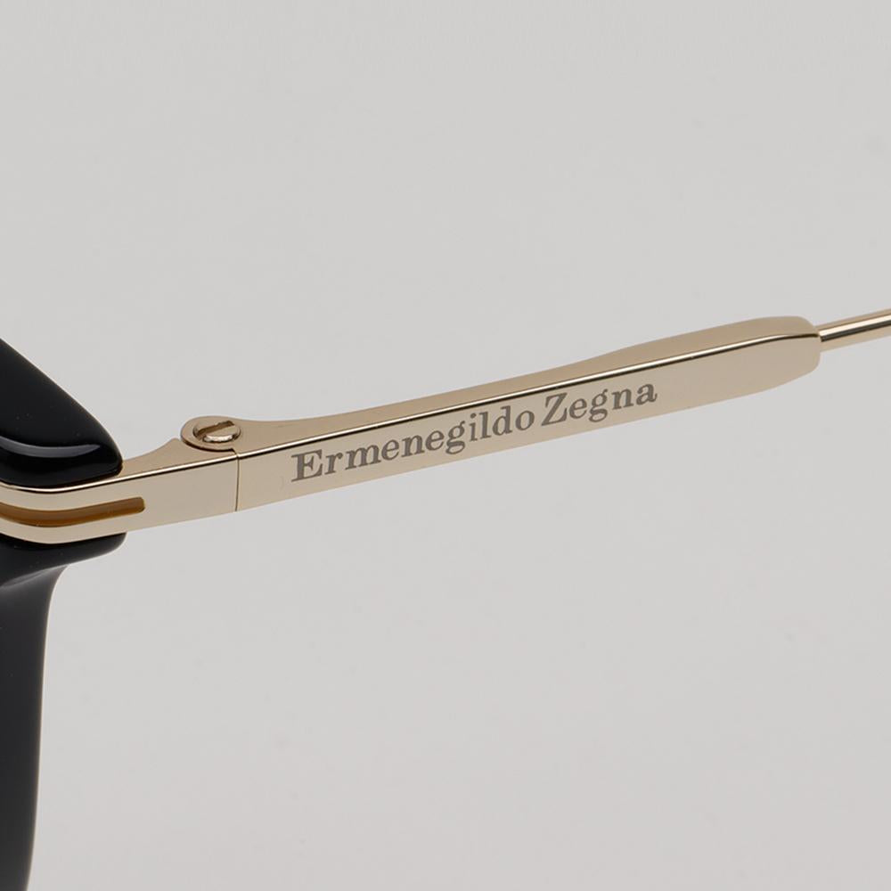 Zegna Black Square Acetate Eyeglass Frames Asian Fit Unisex EZ5233D 01A