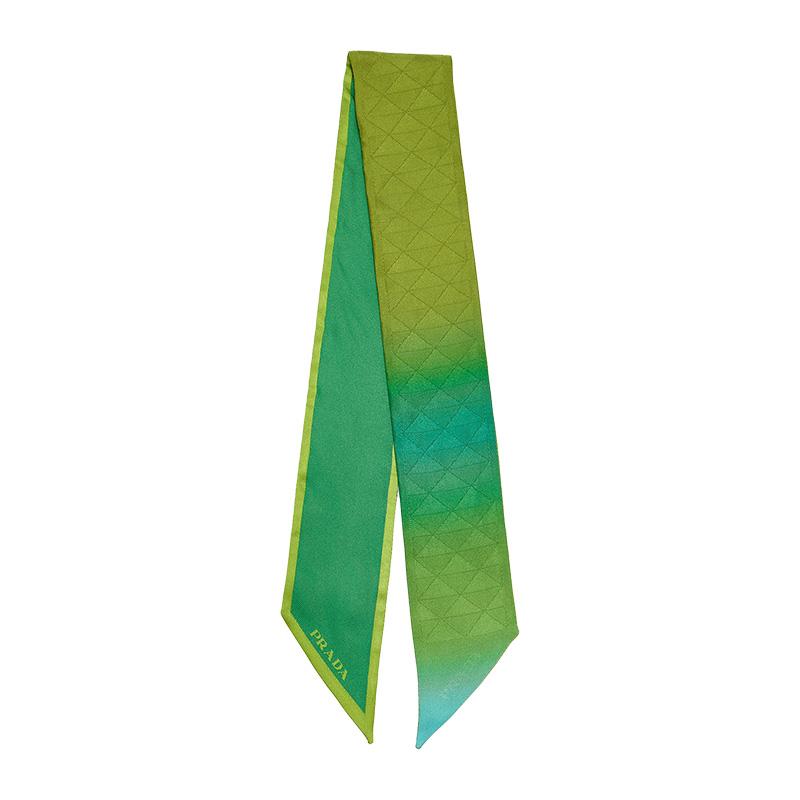 PRADA Silk Twill Skinny Scarf Green 1FF008 2C8S F0V96