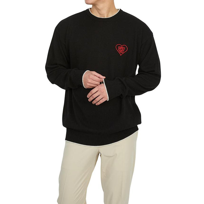 FAMILY FIRST Men’s Round Neck Knit Sweater Black