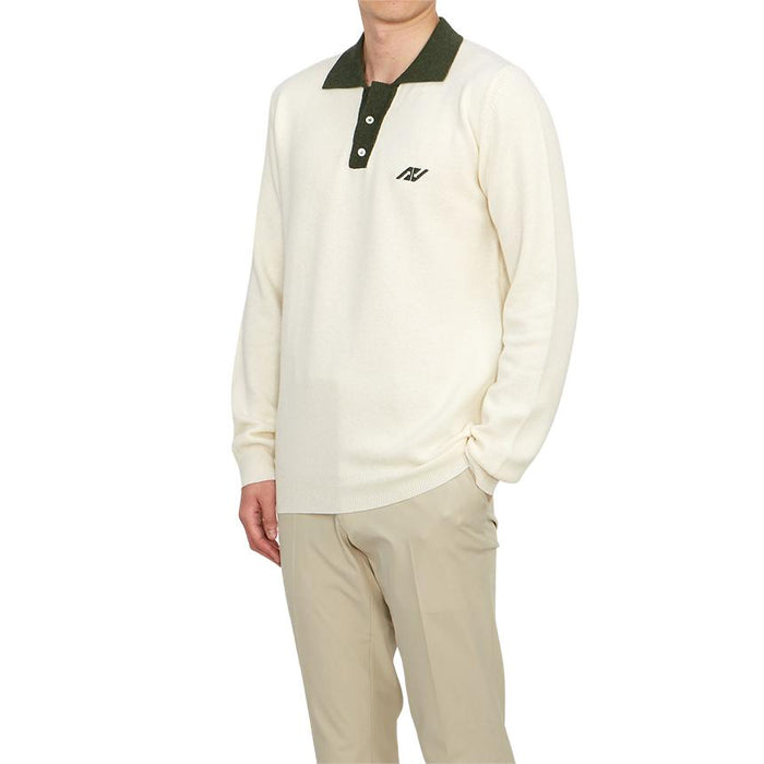 AUTRY Men’s White Knit Polo Sweater