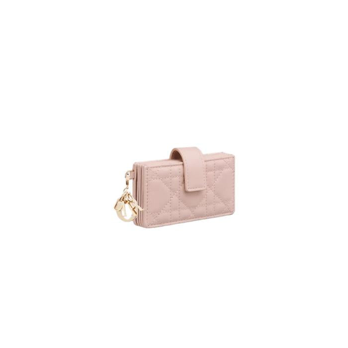 DIOR Lady Dior Jasmine Calfskin Card Holder Wallet Pink