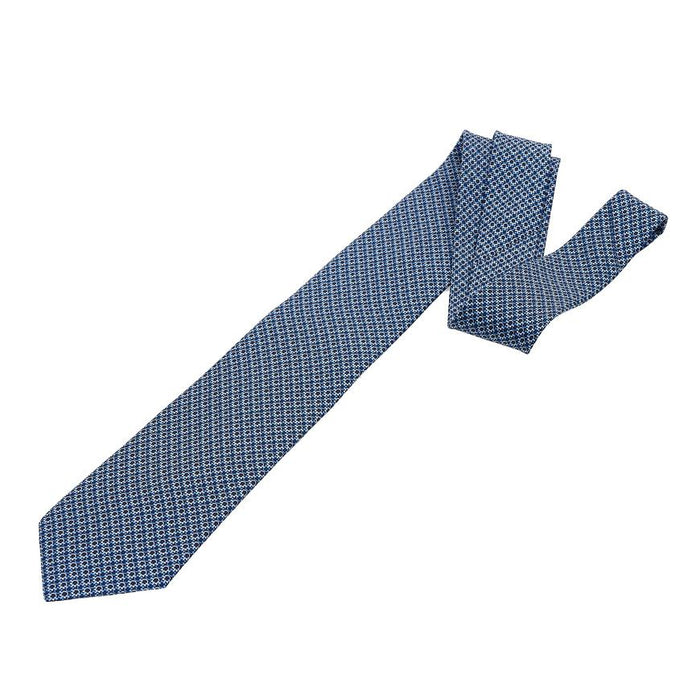 Ferragamo Gancini Print Silk Tie Navy Men’s Accessories