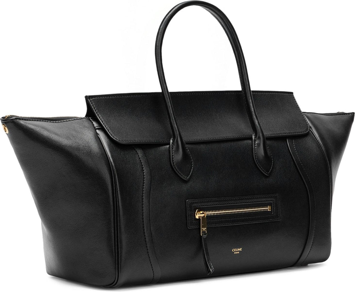 CELINE Black Leather Tote Bag