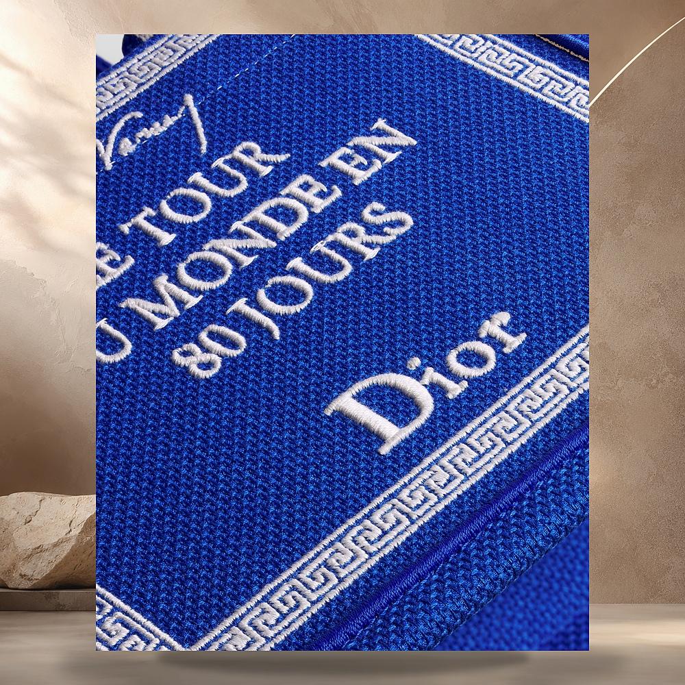 DIOR Blue White Embroidered Book Tote Mini Shoulder Bag 2BTCA649JAL H052