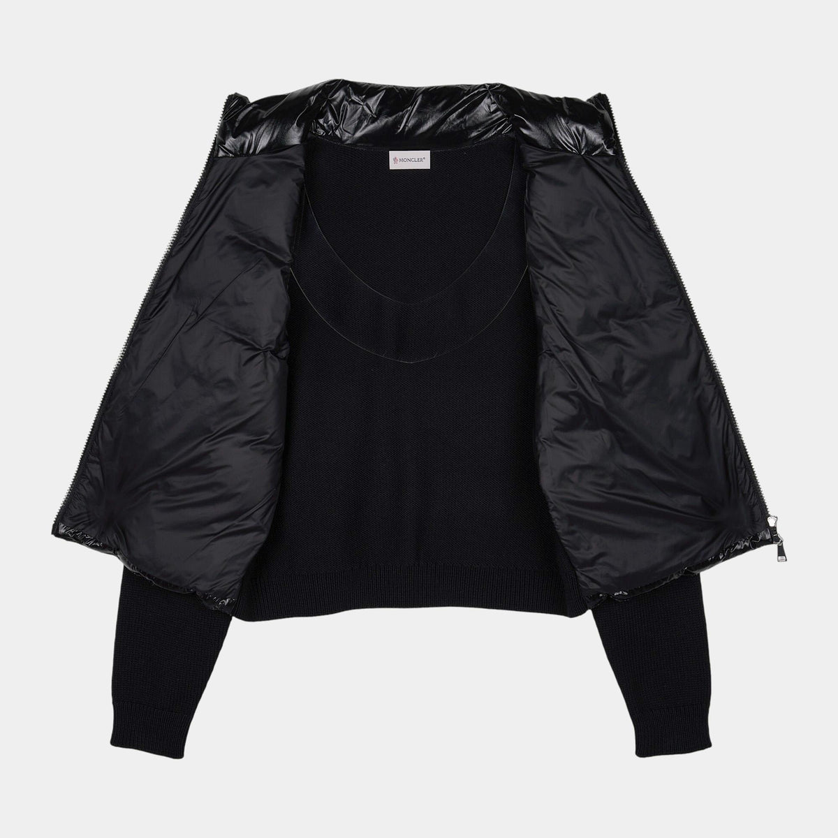 Moncler Women’s Padded Mix Zip-Up Cardigan Jacket Black