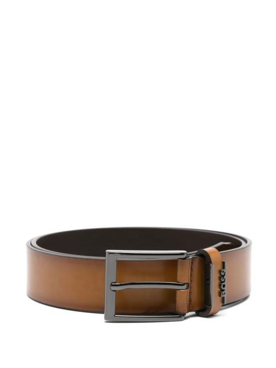 HUGO BOSS Logo Keeper Leather Belt 50491852 210 BROWN DOM