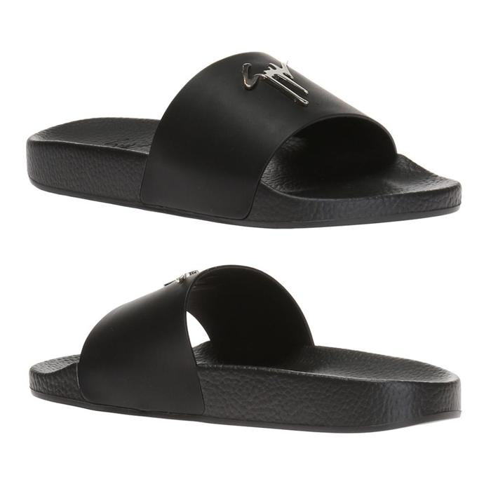 Giuseppe Zanotti Men’s Steel Logo Slide Slippers