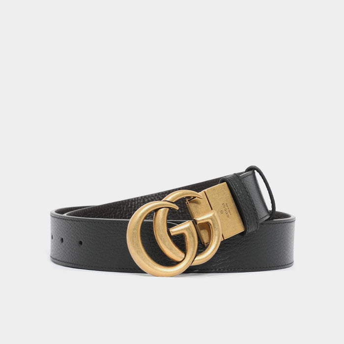 GUCCI Double G Buckle Reversible Leather Men’s Belt Black/Brown