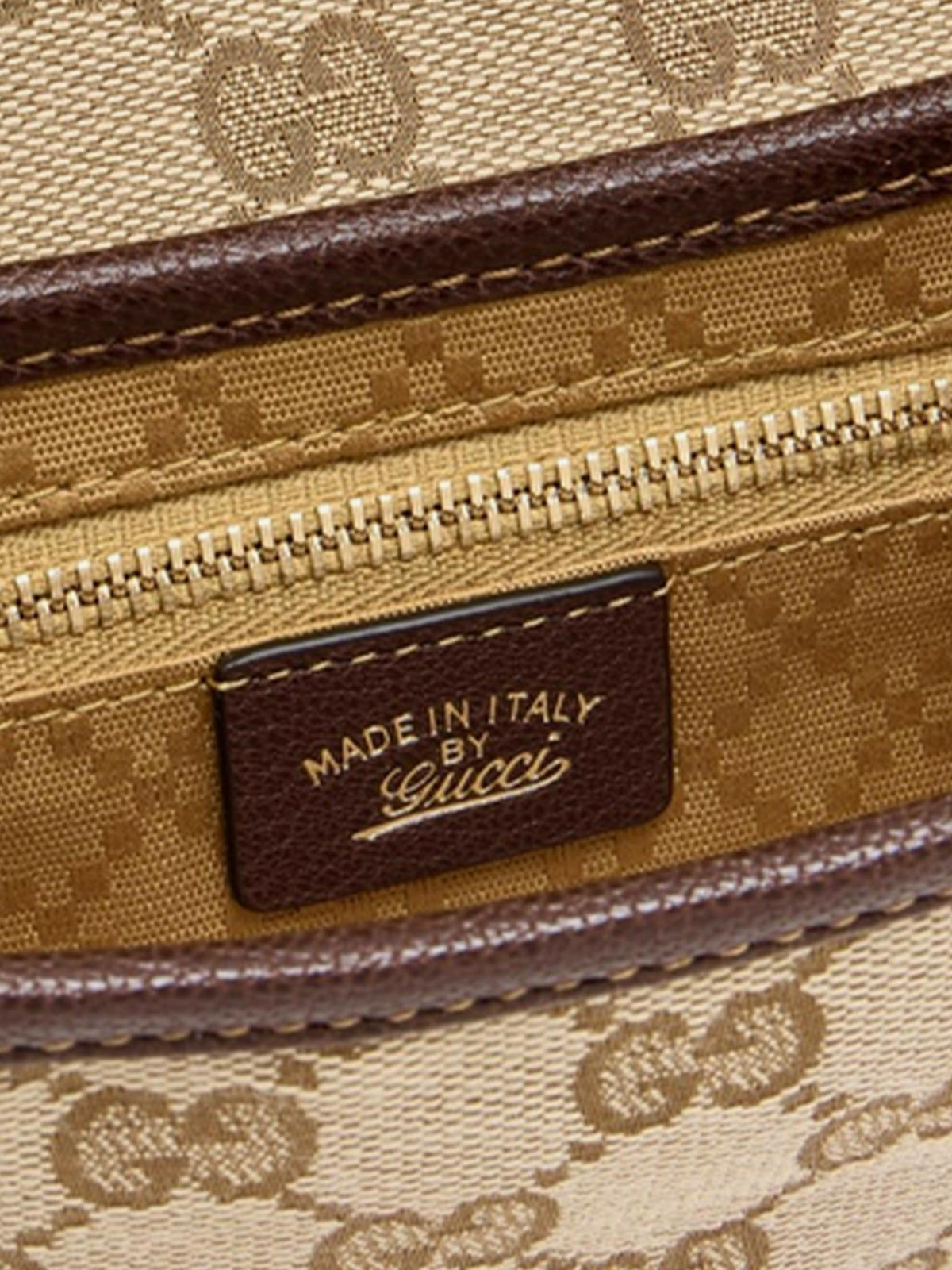 GUCCI Leather Shoulder Bag Beige Brown Women’s Handbag
