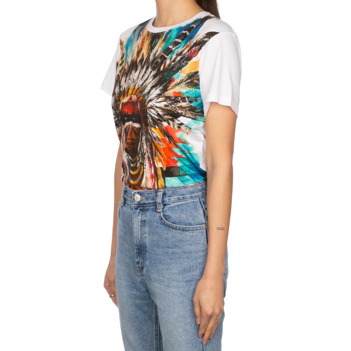 Balmain Indian Print Short Sleeve T-Shirt Women White