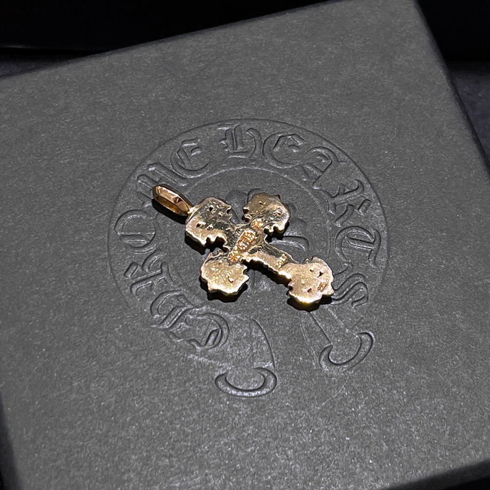 Chrome Hearts 22K Gold Filigree Emerald Pendant Charm Necklace