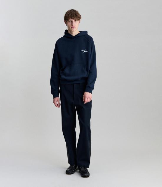 A.P.C. Women’s Logo Hoodie Pullover Sweatshirt M37018 IAK DARK NAVY DOM