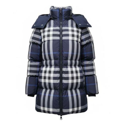 BURBERRY Detachable Hood Night Check Down Puffer Jacket
