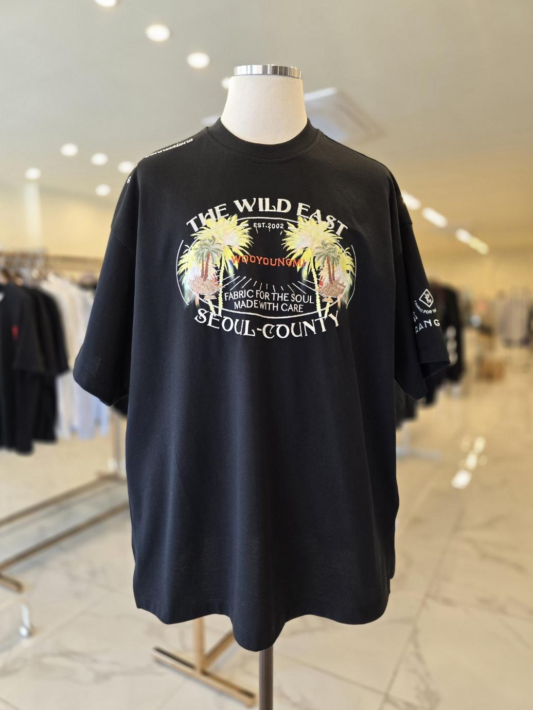 WOOYOUNGMI Black Palm Tree Graphic T-Shirt W251TS19708B