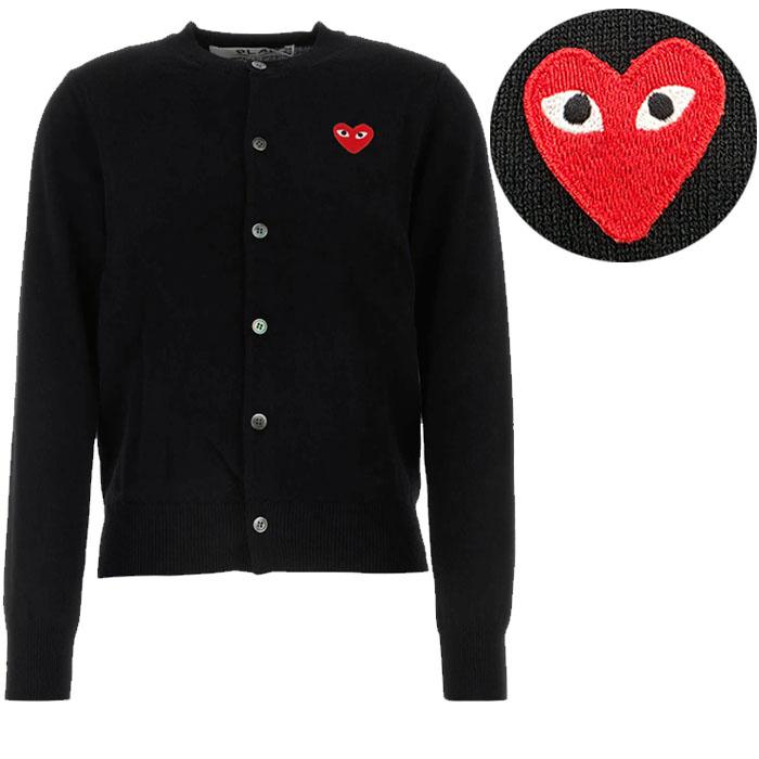 Comme des Garcons Black Cardigan Red Heart Patch Knit