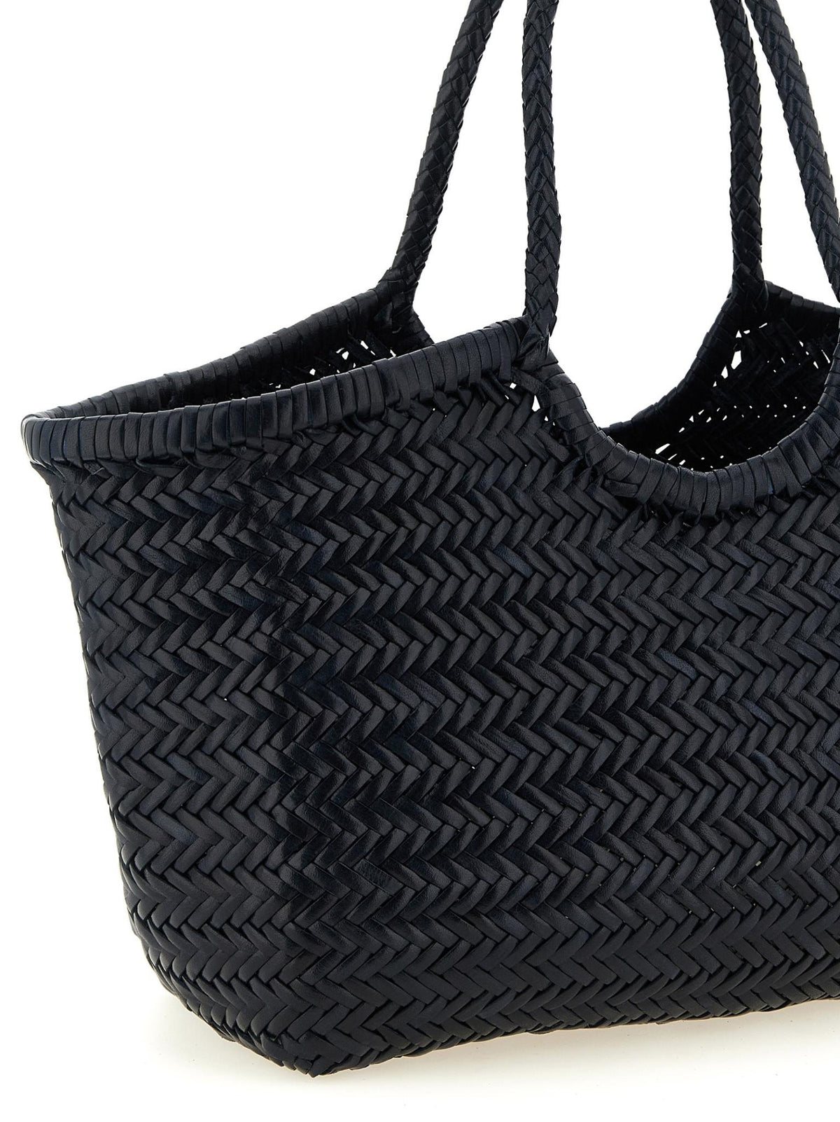 Dragon Diffusion Woven Leather Shoulder Bag Marine Blue