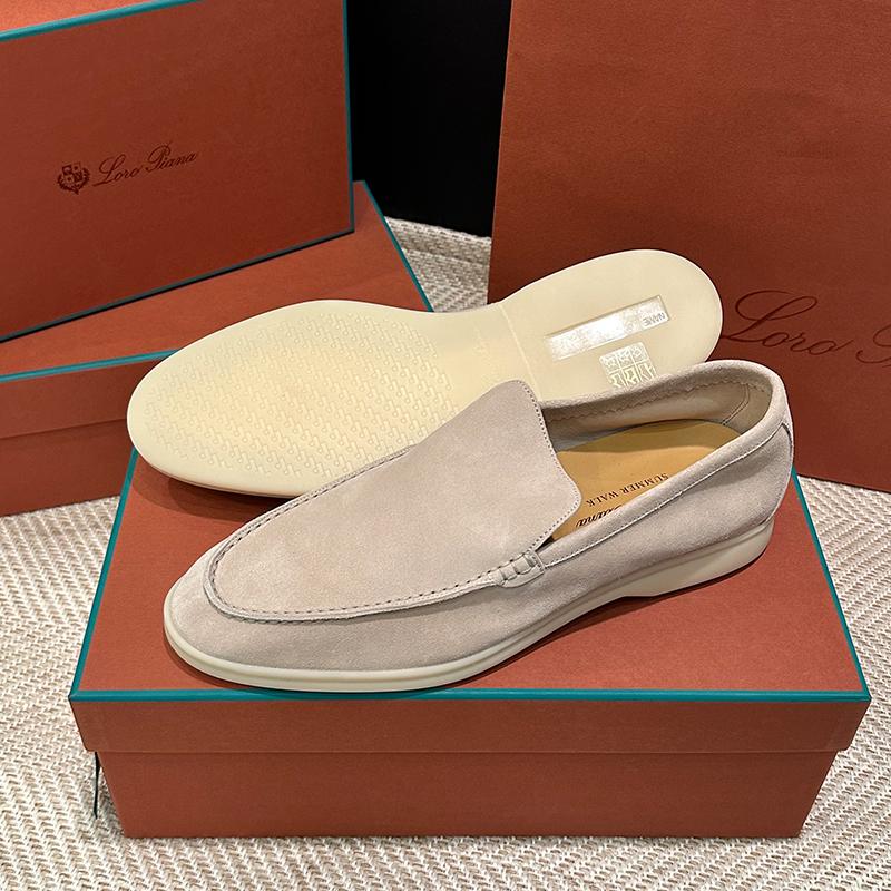 Loro Piana Men’s Suede Classic Moccasin Loafers Beige