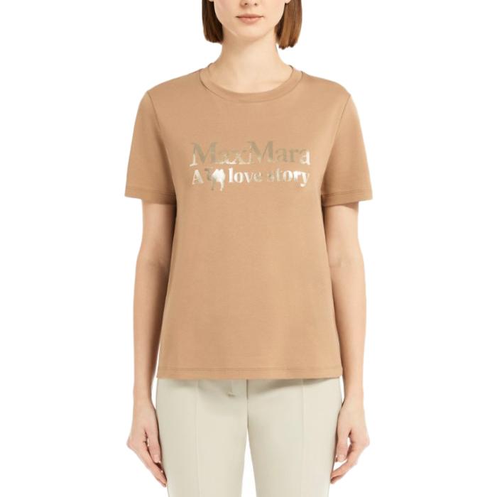 Max Mara Metallic Logo Print Short Sleeve T-Shirt 003