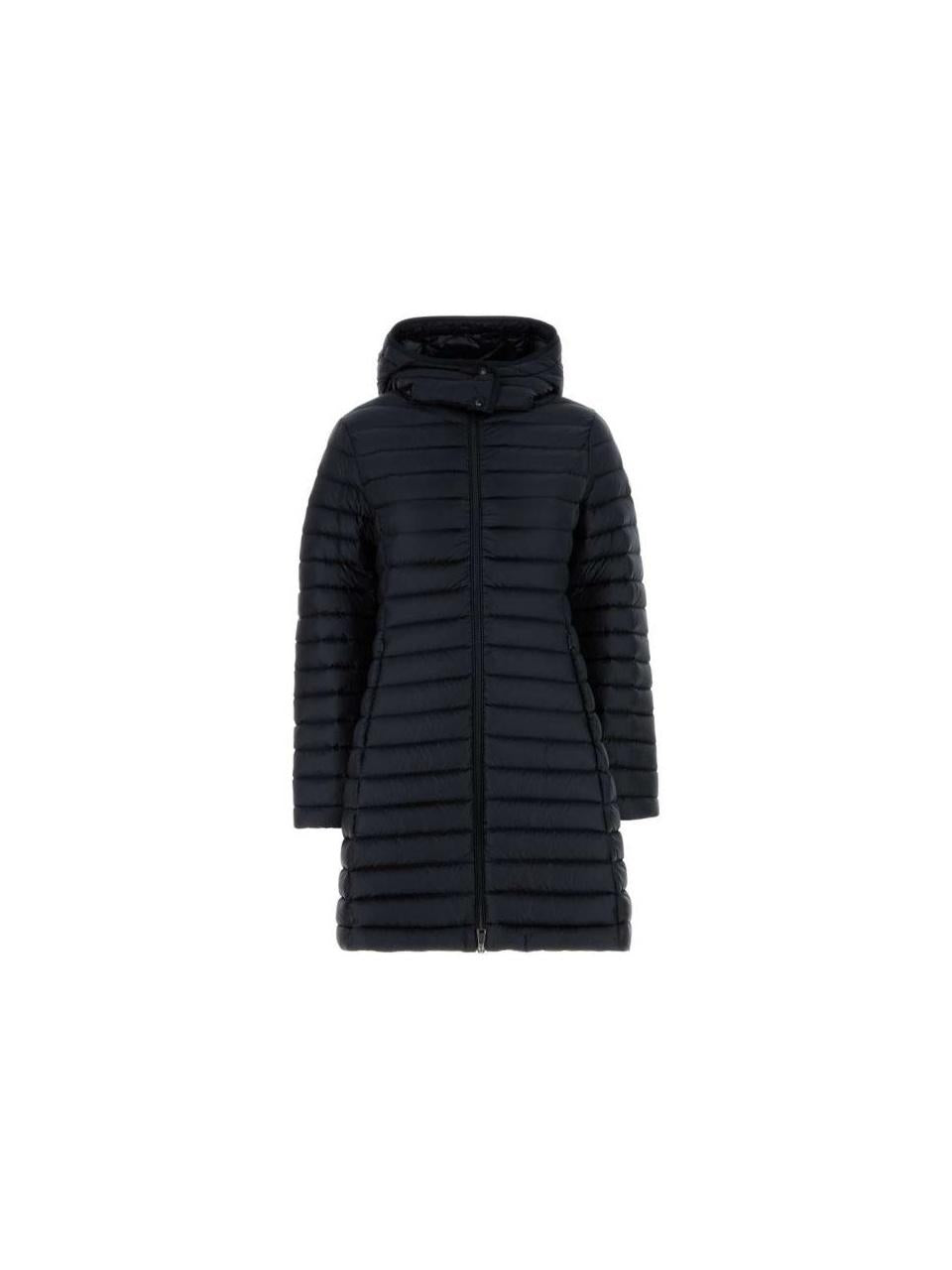 Moncler Igelong Hooded Long Down Jacket Navy Women