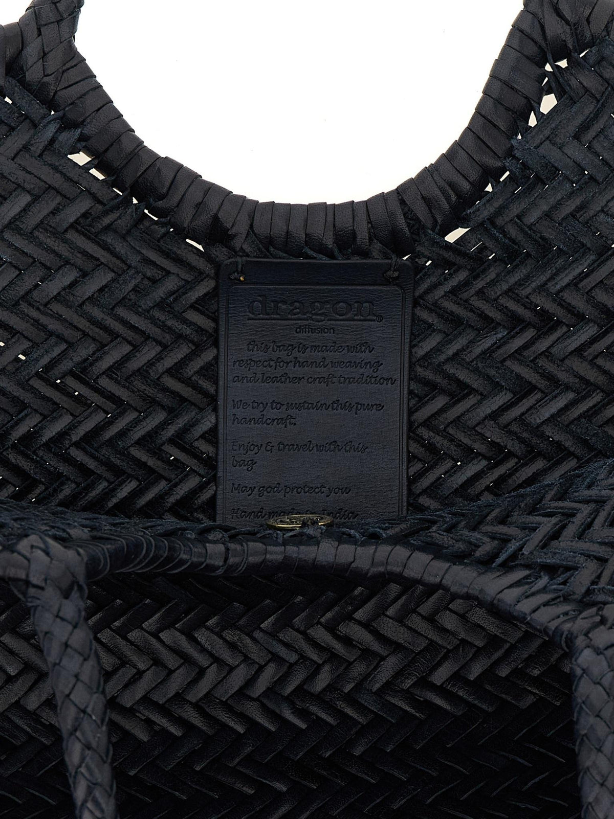 Dragon Diffusion Woven Leather Shoulder Bag Marine Blue
