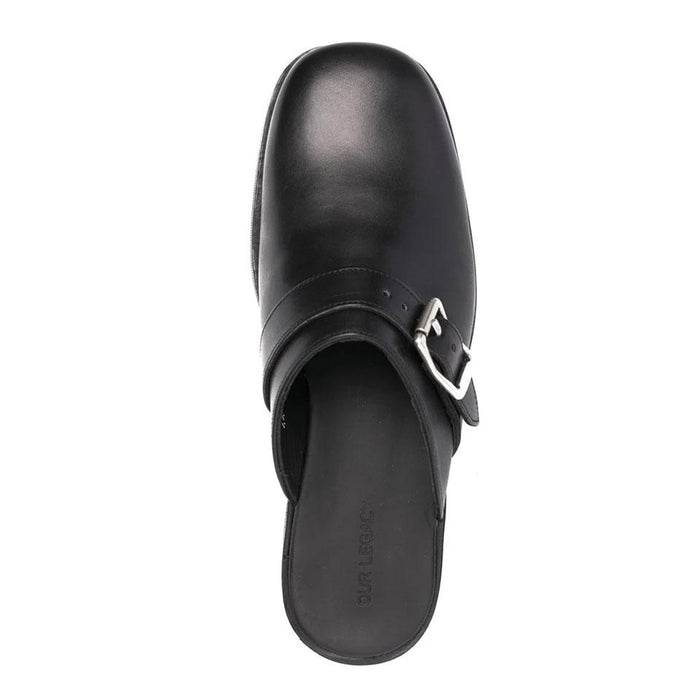 OUR LEGACY Men’s Camion Mule Black Leather Slide Sandals