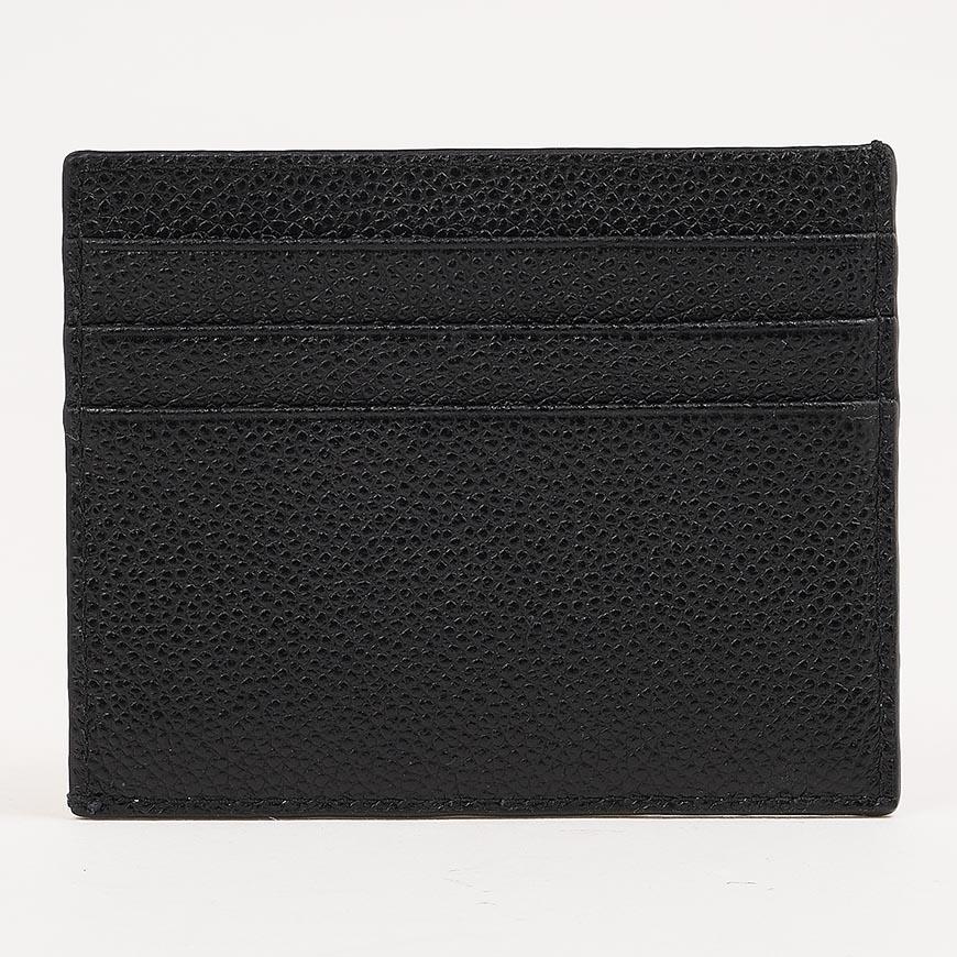 PRADA Vitello Leather Triangle Logo Card Holder Black