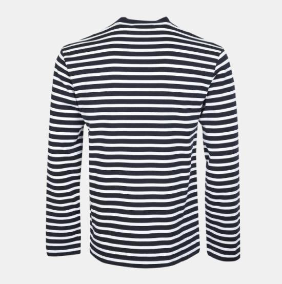 Maison Kitsune Long Sleeve T-Shirt Navy White Cotton Top FU00115 KJ0044 NAWHS480