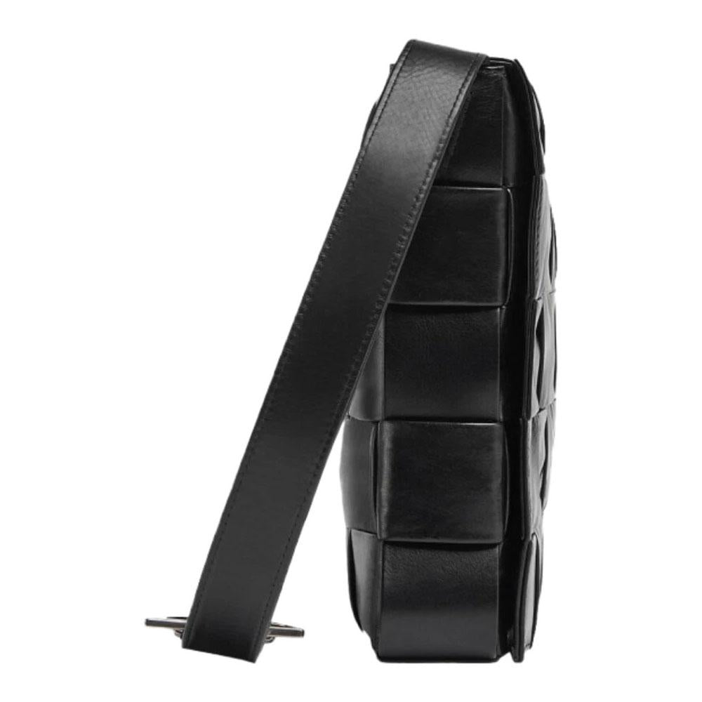 Bottega Veneta Black Leather Cassette Crossbody Bag for Men