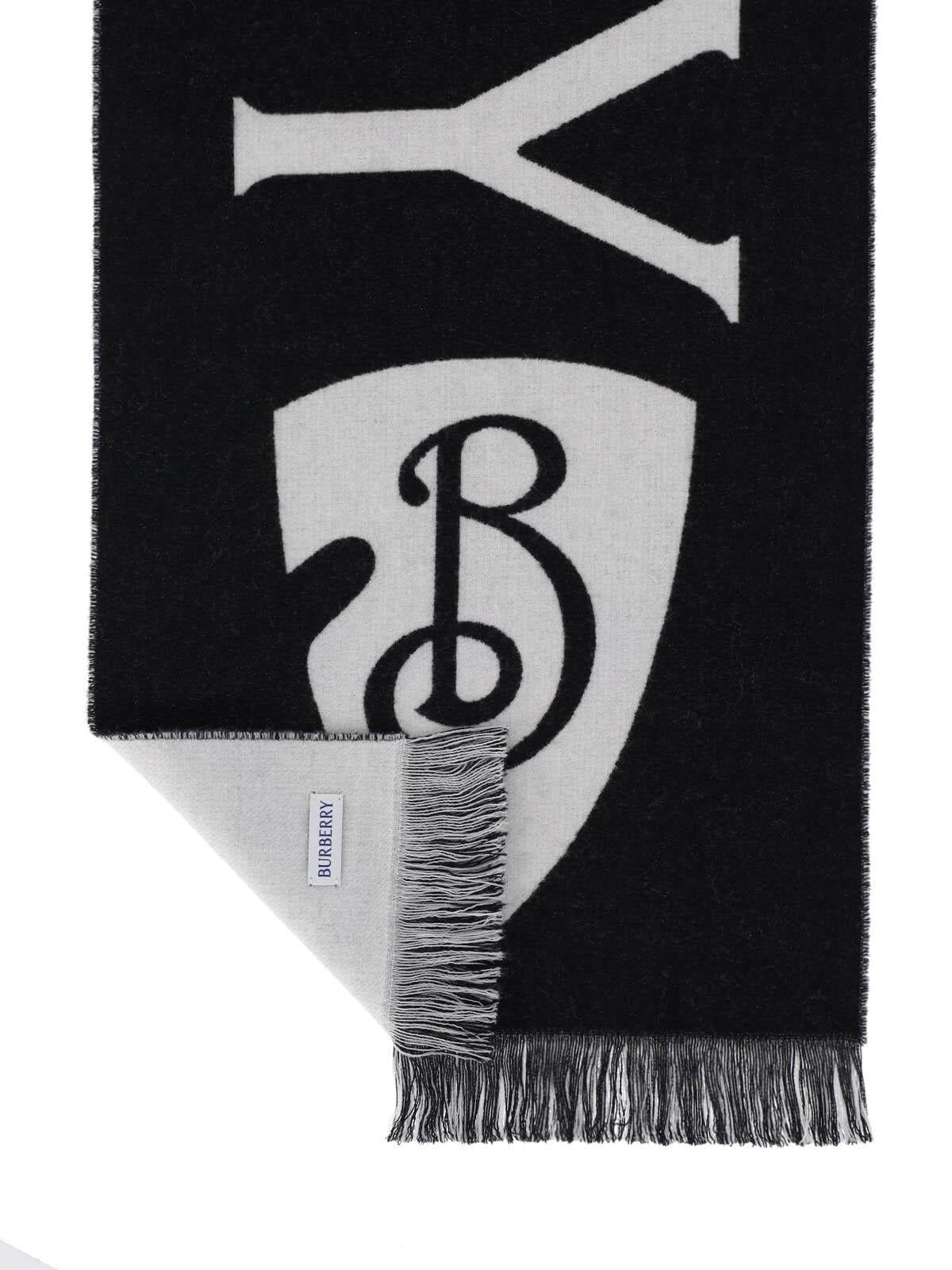 BURBERRY Beige Check Wool Scarf