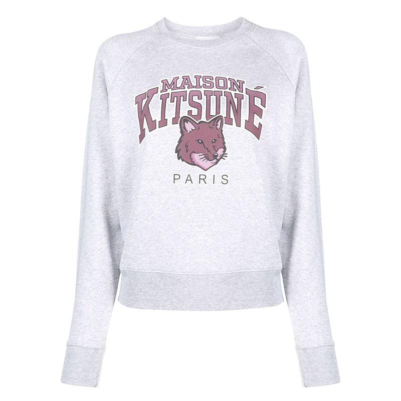 Maison Kitsune Campus Fox Sweatshirt Light Gray Women’s LW00301 KM0001 H120