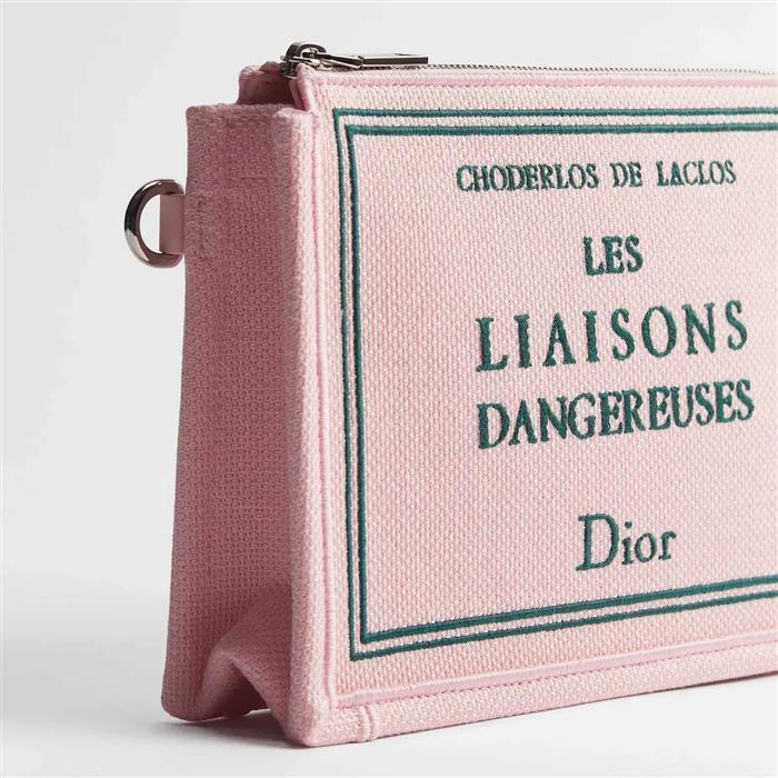 DIOR A5 Triangle Pouch Black Leather Zip Clutch