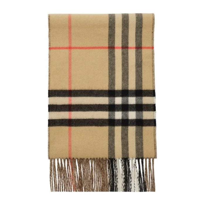 BURBERRY Contrast Check Cashmere Scarf Beige Brown 8117705
