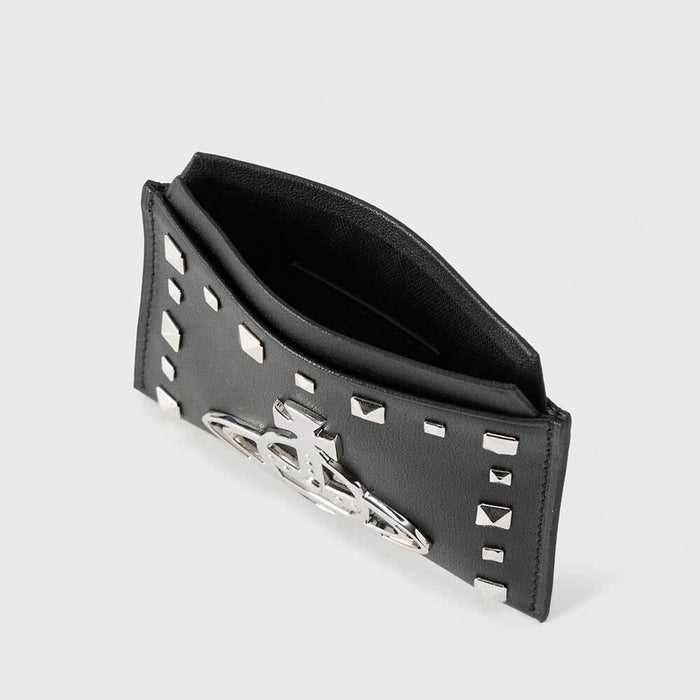 Vivienne Westwood Studded Flat Leather Card Holder Wallet Black