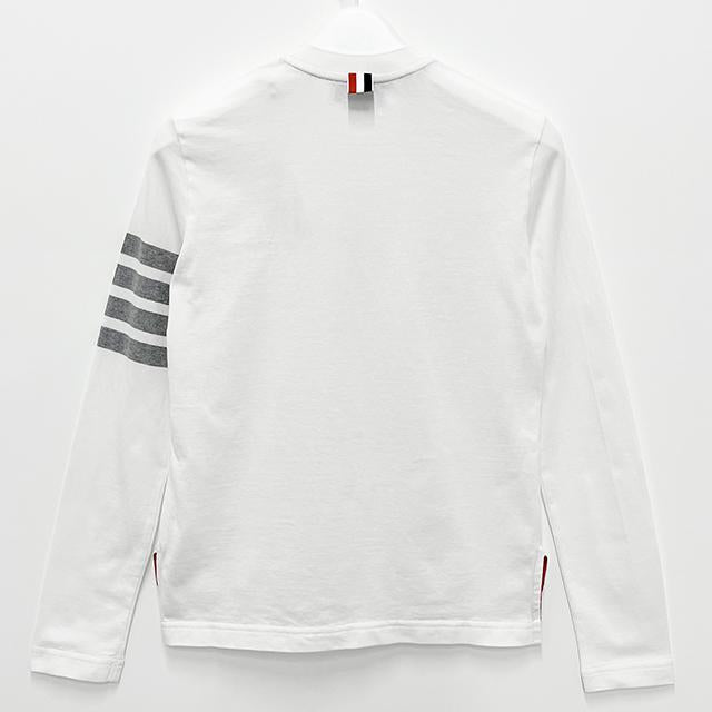 THOM BROWNE White 4-Bar Armband Long Sleeve T-Shirt