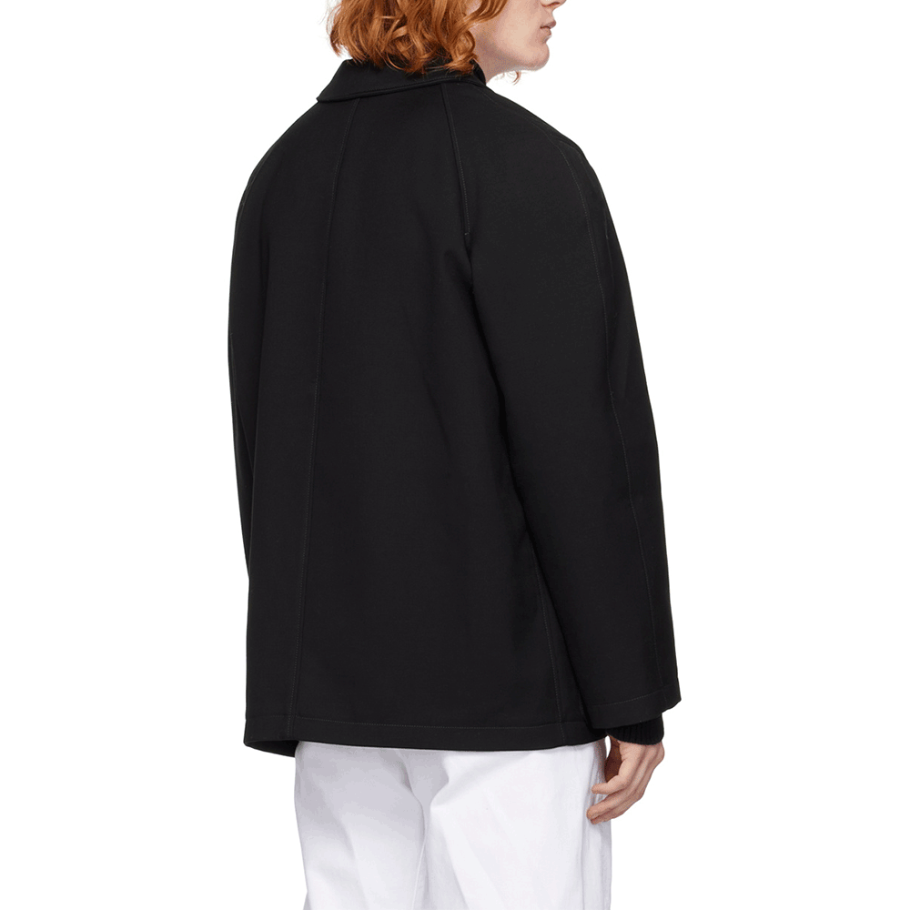 Lemaire Black Cropped Crombie Jacket Men OW319 LF801