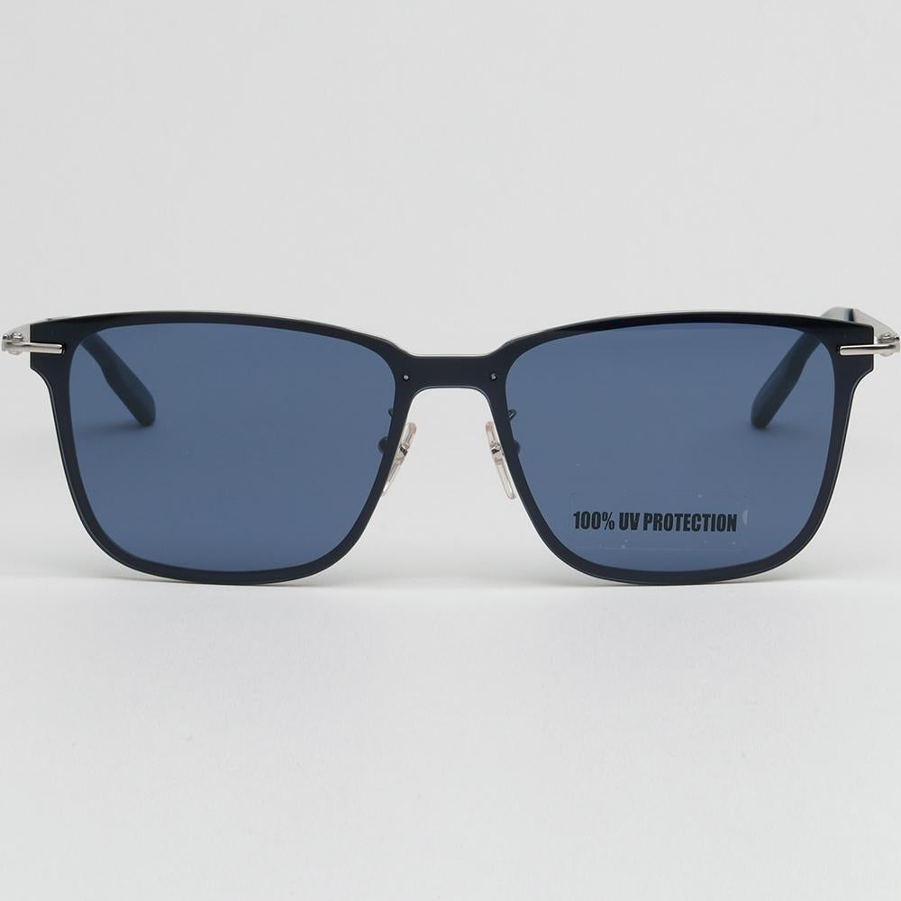 Zegna Matte Silver Asian Fit Sunglasses with Blue Lenses EZ0197D 16A