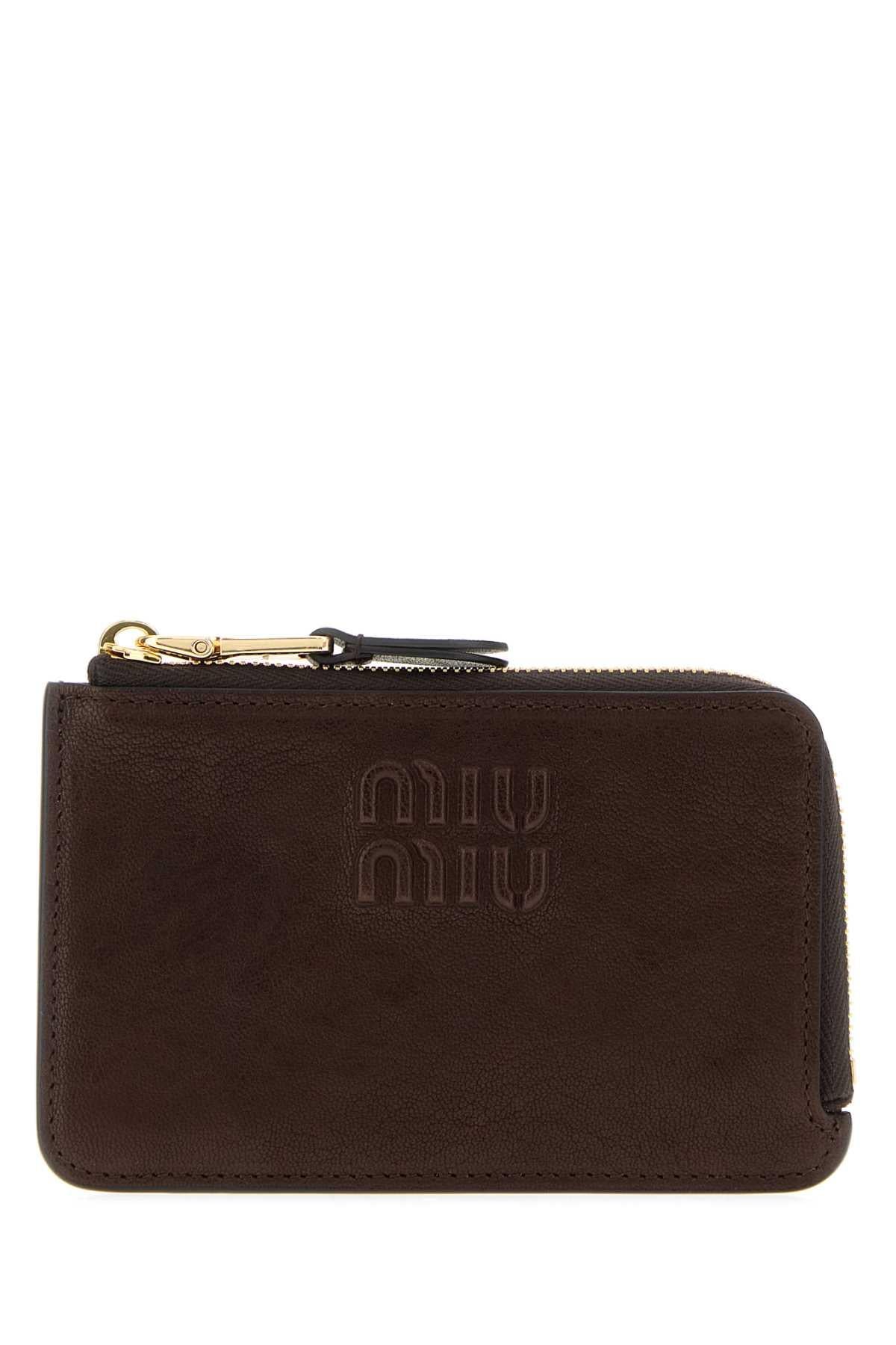 Miu Miu Leather Mid-Size Wallet Navy