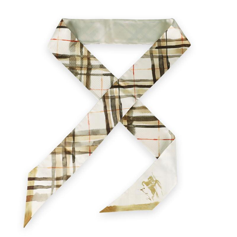 BURBERRY Women’s Watercolor Check Skinny Scarf Beige 8102102